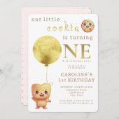 Invitation Notre Petit Cookie Tourne Un Mignet 1Er Anniversai (Devant / Derrière)