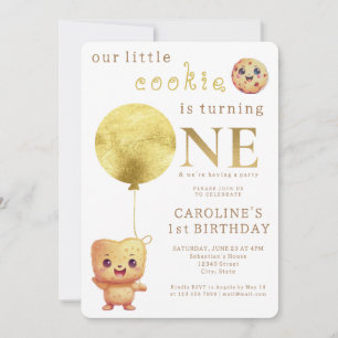 Invitation Notre Petit Cookie Tourne Un Mignet 1Er Anniversai