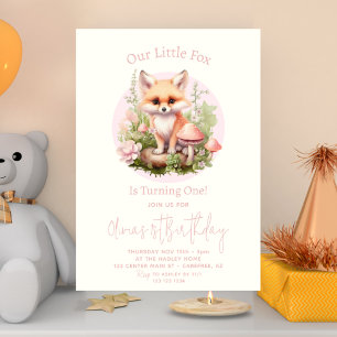 Invitation Notre petit cottagecore renard 1er anniversaire