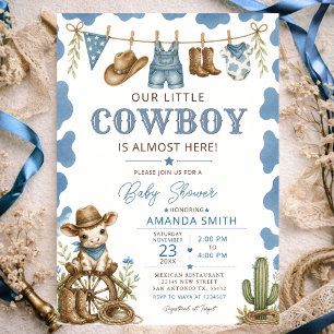 Invitation Notre petit cow-boy bébé Shower Linge à linge Bleu