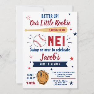 Invitation Notre petit débutant Baseball Anniversaire