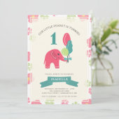 Invitation Notre petit éléphant d'arachide | Fille 1er annive (Debout devant)