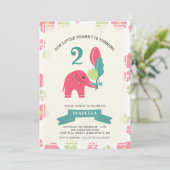 Invitation Notre petit éléphant d'arachide | Fille 2e anniver (Debout devant)