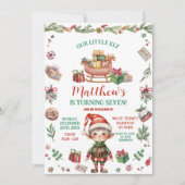 Invitation Notre petit elfe garçon d'anniversaire de Noël (Devant)