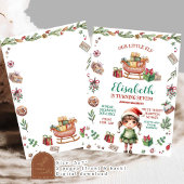 Invitation Notre Petit Elfe Noël Sleigh Anniversaire Fille