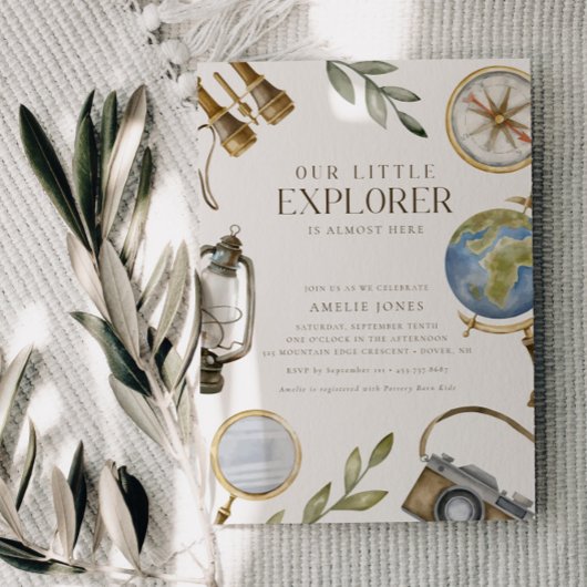 Invitation Notre petit explorateur | Baby shower Adventure Aw