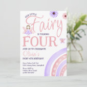 Invitation Notre Petit Fée Magique Arc-en-ciel rose Anniversa (Debout devant)