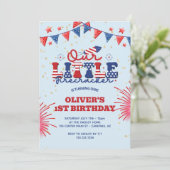 Invitation Notre petit fêtard bleu 1er anniversaire (Debout devant)