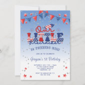 Invitation Notre petit fêtard premier anniversaire (Devant)