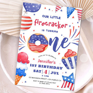 Invitation Notre Petit Feu d'Artifice 4 Juillet 1er Anniversa