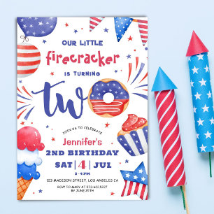 Invitation Notre Petit Feu d'Artifice 4 Juillet 2e Anniversai