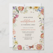 Invitation Notre Petit Fleur sauvage 1er anniversaire Fleurs (Devant)