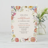 Invitation Notre Petit Fleur sauvage 1er anniversaire Fleurs (Debout devant)