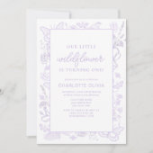 Invitation Notre Petit Fleur sauvage 1er Anniversaire Fleurs  (Devant)