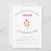 Invitation Notre petit Fleur sauvage 1er anniversaire Floral (Devant)