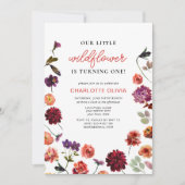 Invitation Notre petit Fleur sauvage 1er anniversaire Floral (Devant)