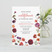 Invitation Notre petit Fleur sauvage 1er anniversaire Floral (Debout devant)