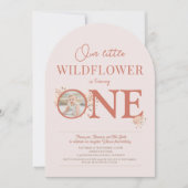 Invitation Notre Petit Fleur sauvage 1er Anniversaire orange (Devant)