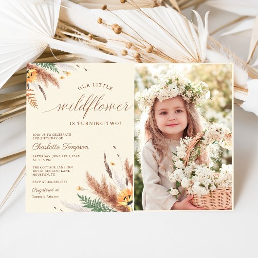 Invitation Notre petit Fleur sauvage 2e fête d'anniversaire P