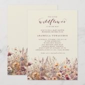 Invitation Notre petit Fleur sauvage automne Baby shower flor (Devant / Derrière)