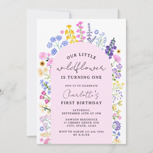 Invitation Notre Petit Fleur sauvage Est En Train De Tourner  (Devant)