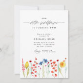 Invitation Notre petit Fleur sauvage Frontière Meadow Anniver (Devant)