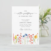 Invitation Notre petit Fleur sauvage Frontière Meadow Anniver (Debout devant)