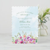 Invitation Notre Petit Fleur sauvage Purple Floral Anniversai (Debout devant)