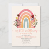 Invitation Notre petit Fleur sauvage Rainbow Girl 1er anniver (Devant)