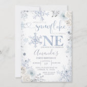 Invitation Notre Petit Flocon de Neige Anniversaire Pastel Fl (Devant)