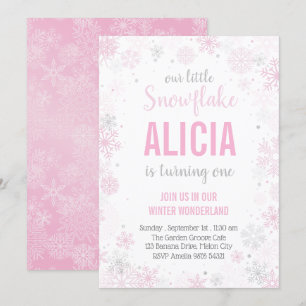 Invitation Notre Petit Flocon De Neige   Fille premier annive