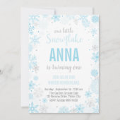 Invitation Notre Petit Flocon De Neige | Fille premier annive (Devant)