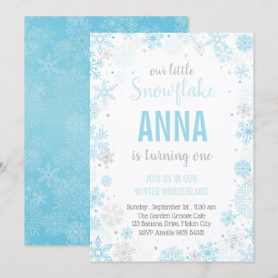Invitation Notre Petit Flocon De Neige   Fille premier annive