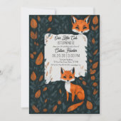 Invitation Notre Petit Fox Cub Orange Forest Feuilles Anniver (Devant)