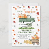 Invitation Notre petit garçon Citrouille premier anniversaire (Devant)