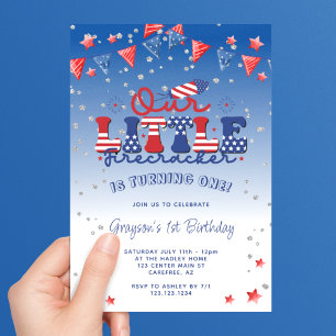 Invitation Notre petit garçon Firecracker 1er anniversaire