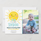 Invitation Notre petit garçon Sunshine Blue Bow Cravate Solei (Devant)