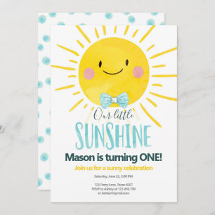 Invitation Notre petit garçon Sunshine Blue Bow Cravate Solei