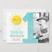 Invitation Notre petit garçon Sunshine Blue Bow premier anniv (Devant)