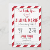 Invitation Notre petit Gem Ruby Parties scintillant Argent An (Devant)