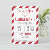Invitation Notre petit Gem Ruby Parties scintillant Argent An (Debout devant)