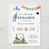 Invitation Notre petit Golfer Blue Panier Casquette Golf Enfa (Devant)