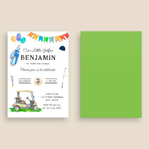 Invitation Notre petit golfeur Panier vert Enfants Golf Anniv