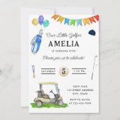 Invitation Notre Petit Golfeur Pink Cart Enfants Golf Anniver (Devant)