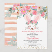 Invitation Notre petit lapin est en chemin baby shower (Devant / Derrière)