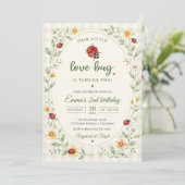 Invitation Notre petit Love Bug Ladybug 2e anniversaire (Debout devant)