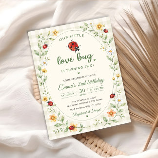 Invitation Notre petit Love Bug Ladybug 2e anniversaire