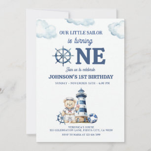 Invitation Notre Petit Marin Bleu Marin 1er Anniversaire