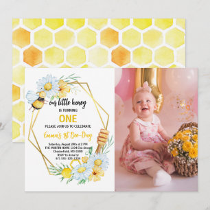 Invitation Notre petit miel a un an Bougie 1er anniversaire