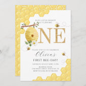 Invitation Notre Petit Miel Abeille 1er Jour d'Abeille Annive (Devant / Derrière)